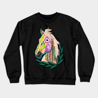 Day of the Dead Light Palomino Sugar Skull Horse Crewneck Sweatshirt